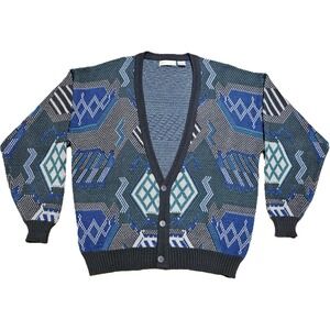 Vintage Adam Sloane Retro Button Front Cardigan Size XL Grunge Academia Grandpa